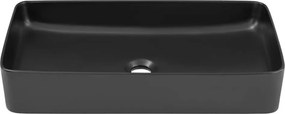 Eros SLIM 2 - PULTRA ültethető - Top Counter - porcelán mosdó - MATT FEKETE - 61 x 35 x 11 cm