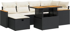 vidaXL 8 részes fekete polyrattan kerti ülőgarnitúra párnákkal
