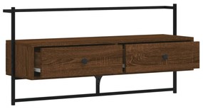barna tölgyszínű szerelt fa fali TV szekrény 100,5 x 30 x 51 cm