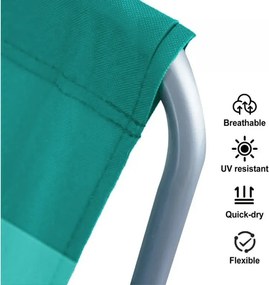 2 db összecsukható tengerparti napozóágy SAND, zöld csíkos