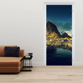Fotótapéta ajtóra - Halászfalu Norvégiában (95x205cm)