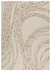 Barna-krémszínű gyapjú szőnyeg 80x150 cm Abstract Swirl – Flair Rugs