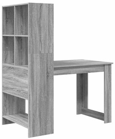 Asztal polcokkal Szürke Sonoma 122 x 67 x 145 cm Faanyag