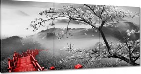 Vászonkép 180x90 Virágzó cseresznye Japán