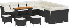 vidaXL Kerti Kanapé Szett 14 pcs Fekete polirattan