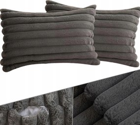 Párnahuzat bársony csíkos takaró puha, kényelmes, díszes, 2 db, szürke, 30x50