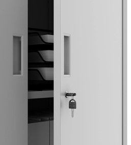 Fém iratszekrény széffel és fiókokkal FILIP II, 900 x 1850 x 400 mm, szürke