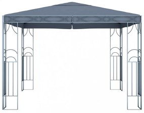antracitszürke pavilon LED fényfüzérrel 300 x 300 cm