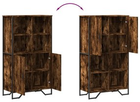 füstös tölgy színű szerelt fa magasszekrény 79,5x35,5x137,5 cm