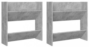 2 db betonszürke fali cipősszekrény 60 x 18 x 60 cm