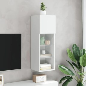 fehér TV-szekrény LED-lámpákkal 30,5x30x90 cm