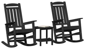 3 Részes Kerti Lounge Szett Fekete HDPE