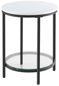 ERIC márvány mintás dohányzóasztal, 45x55cm, fekete/fehér Vasagle