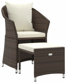 2 részes barna polyrattan kerti ülőgarnitúra párnákkal