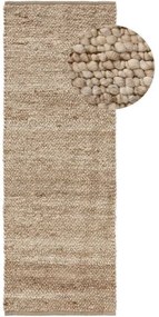 Finn bézs gyapjú szőnyeg 70x200 cm