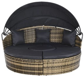 DIAMANTE chill out polyrattan kerti kerek napozóágy szett szürke