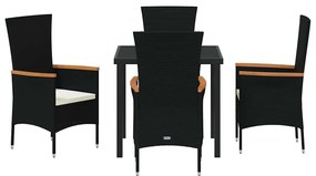 Kert étkező szett párnával 5 pcs Fekete Poli rattan
