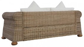 2 személyes természetes rattan kanapé párnákkal