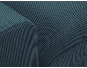 Sötétkék kordbársony kinyitható tárolóhelyes sarokkanapé (jobb oldali-heverő résszel) Kyoto – Cosmopolitan Design