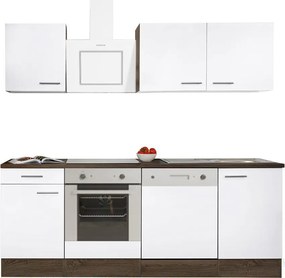 Yorki 220 konyhabútor yorki tölgy korpusz,selyemfényű fehér fronttal alsó sütős elemmel