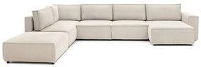 Krémszínű kordbársony sarokkanapé (bal oldali-"U" alakú) Nihad modular – Bobochic Paris