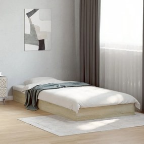 sonoma tölgy színű szerelt fa ágykeret matrac nélkül 100x200 cm