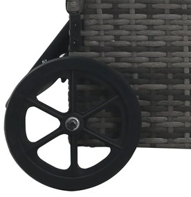 szürke polyrattan napozóágy kerekekkel