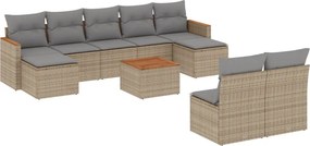 vidaXL 10 részes bézs polyrattan kerti ülőgarnitúra párnával