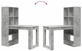 Asztal polcokkal Beton Szürke 122 x 67 x 145 cm Faanyag