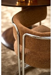 Világosbarna kárpitozott karfás étkezőfotel Adante – Light &amp; Living