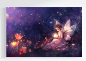 Canvas Vászonkép Gyerekek Lány Tündér Pillangó Virágok Varázslatok 120x80