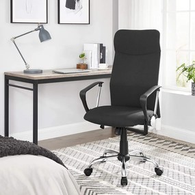 Ergonomikus irodai szék párnázott ülőfelülettel, állítható magassággal és hintafunkcióval, 120 kg teherbírással, fekete