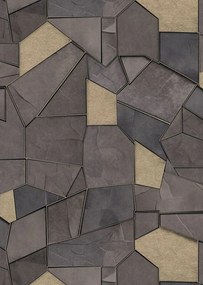 Vlies alapú, mosható, vinyl tapéta, 3D hatású kő mintázattal, barna és arany színben, 10 méter