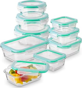 9X Üveg Élelmiszer Tartályok 9DB Uzsonnás doboz Mikrohullámú Hűtőszekrényhez