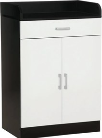 HOMCOM Fából készült szekrény fiókkal, állítható polccal, helytakarékos konyhai szekrény, nappalihoz és előszobához, MDF anyagból, 60x40x90cm, Fekete