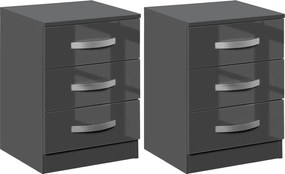 HOMCOM Modern Éjjeli Székasztal, 2 db-os szett 3 Fiókkal a Hálószobába és a Nappaliba, MDF-ből, 40x36x56cm, Szürke | Aosom