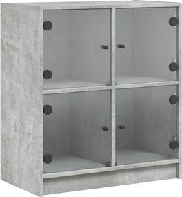 vidaXL betonszürke kisszekrény üvegajtókkal 68 x 37 x 75,5 cm