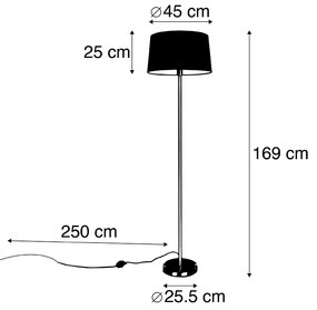 Modern állólámpa acélból fekete búrával 45 cm - Simplo