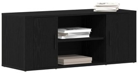 TV Szekrény Fekete Tölgy 100x35x40 cm Szerelt Fa