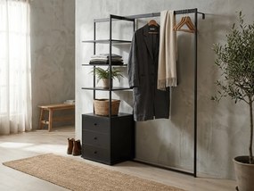 Ruhaállvány polccal ARDEO 150x180 cm, fekete