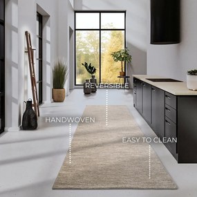 Bézs kézi szövésű gyapjúkeverék futószőnyeg 80x200 cm Pradesh Linen White – Elle Decoration