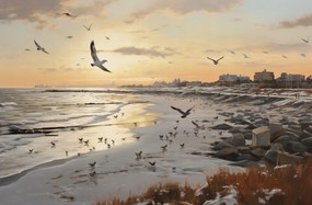 Poszter 91,5x60cm Alkonyat a tengerparton