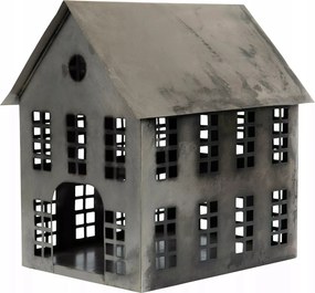 Házikó Alakú Lampion Fém Ezüst skandináv loft 35x30x23cm