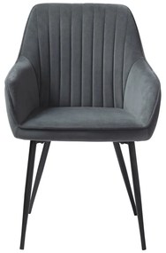 Szürke kárpitozott karfás étkezőfotel szett 2 db-os Nolan Stripe – Unique Furniture