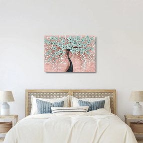 Kép - Pasztell kék virágok (üvegen) (70x50 cm)