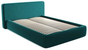 Türkiz kárpitozott ágyneműtartós franciaágy ágyráccsal 140x200 cm Kiana – Makamii