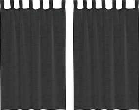 vidaXL 2 db fekete fátyolfüggönyök fülecske tetejével 140x260 cm