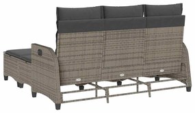 3 részes szürke polyrattan kerti ülőgarnitúra párnákkal L-alakú
