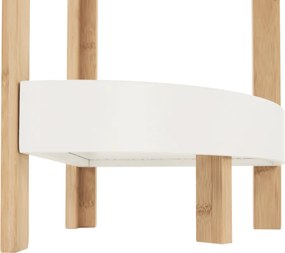 Sarokpolc, fehér/természetes bambusz, FONG