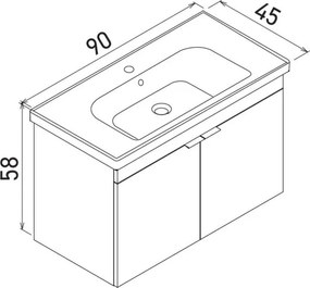 Desna mosdószekrény, 90 cm – TR785PNC1359